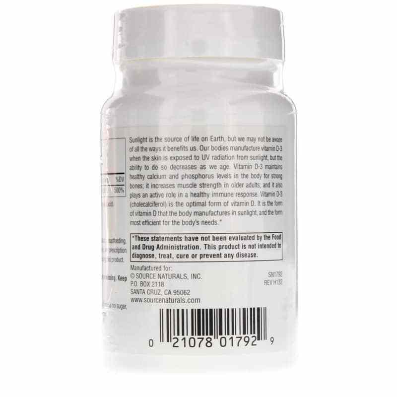 Vitamin D-3 1, 200 Tablets, by Source Naturals, image #3