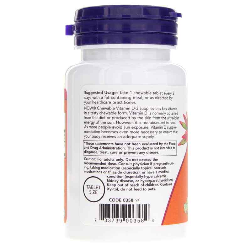 Vitamin D-3 5,000 IU Chewable, by NOW Foods, image #3