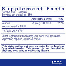 Vitamin D3 (25mcg) 1000 IU, by Pure Encapsulations
