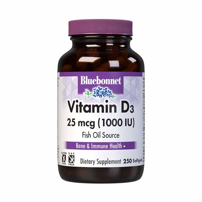 Vitamin D3  25 Mcg (1000 IU), 250 Softgels, by Bluebonnet