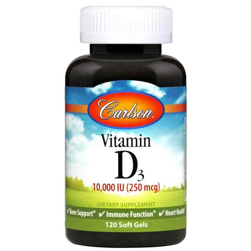 Vitamin D3 10,000 IU, 120 Softgels, by Carlson Labs