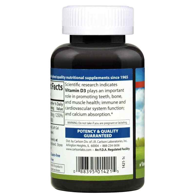 Vitamin D3 10,000 IU, 120 Softgels, by Carlson Labs, image #3