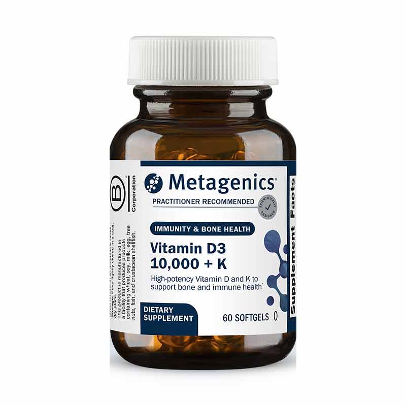 Vitamin D3 10000 + K, 60 Softgels, by Metagenics