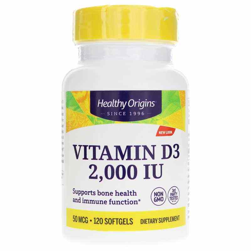 Vitamin D3 2000 IU (50mcg), 120 Softgels, by Healthy Origins