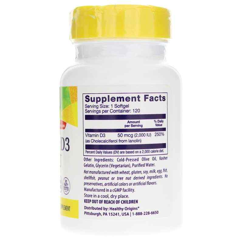 Vitamin D3 2000 IU (50mcg), 120 Softgels, by Healthy Origins, image #2