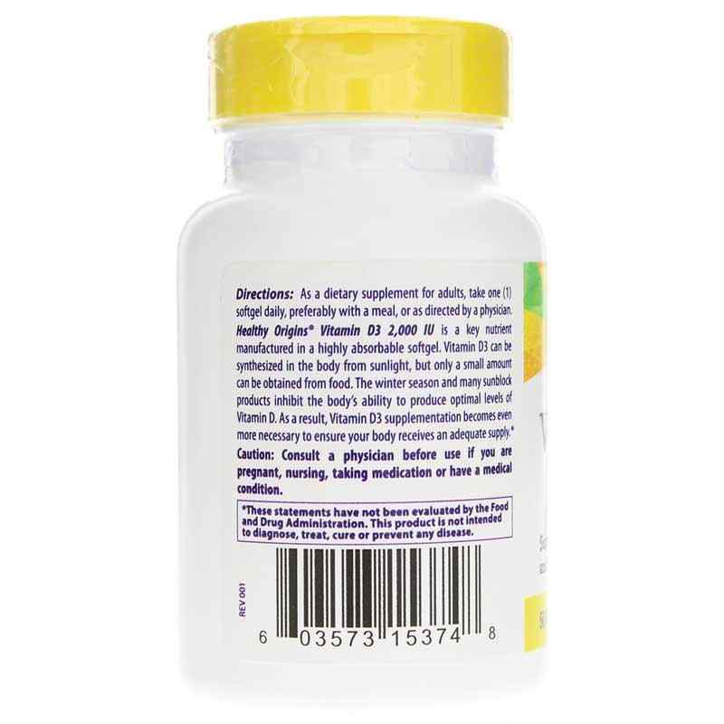 Vitamin D3 2000 IU (50mcg), 120 Softgels, by Healthy Origins, image #3