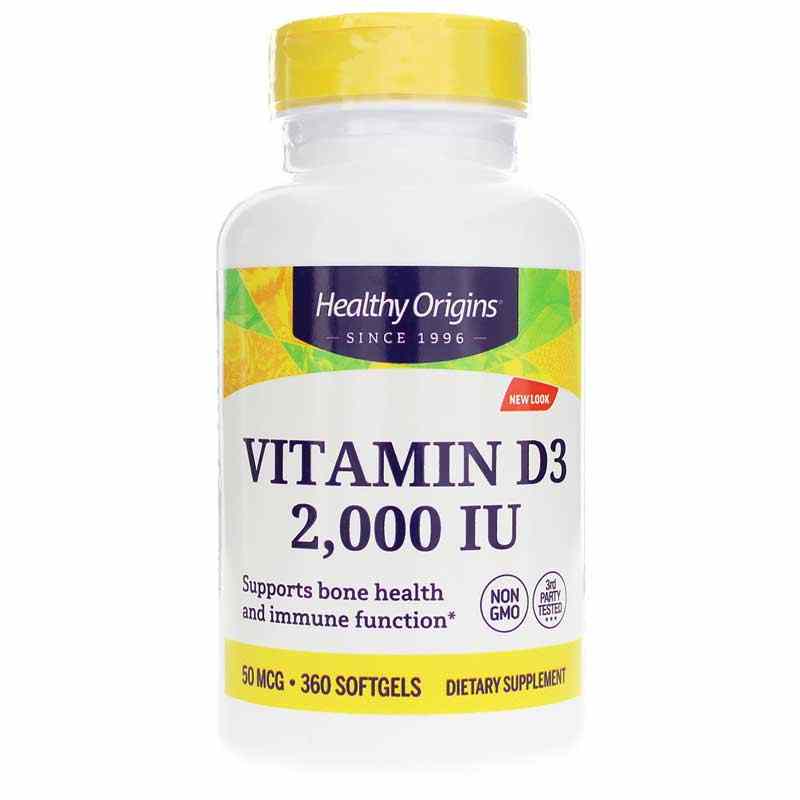 Vitamin D3 2000 IU (50mcg), 360 Softgels, by Healthy Origins