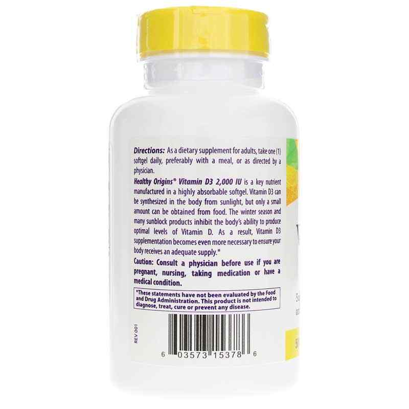 Vitamin D3 2000 IU (50mcg), 360 Softgels, by Healthy Origins, image #3