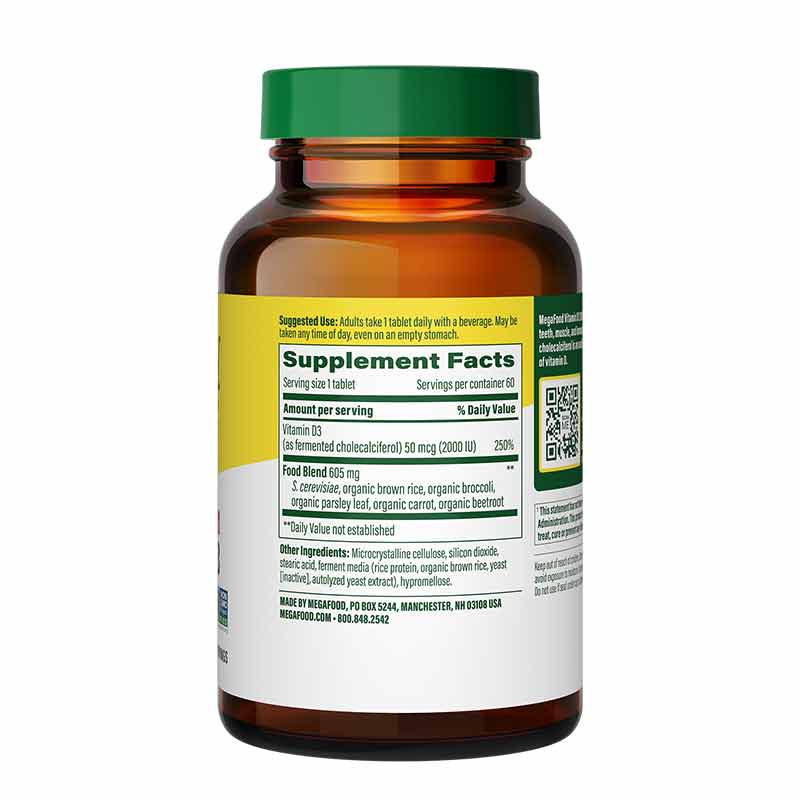 Vitamin D3 2000 IU, 60 Tablets, by Megafood, image #2