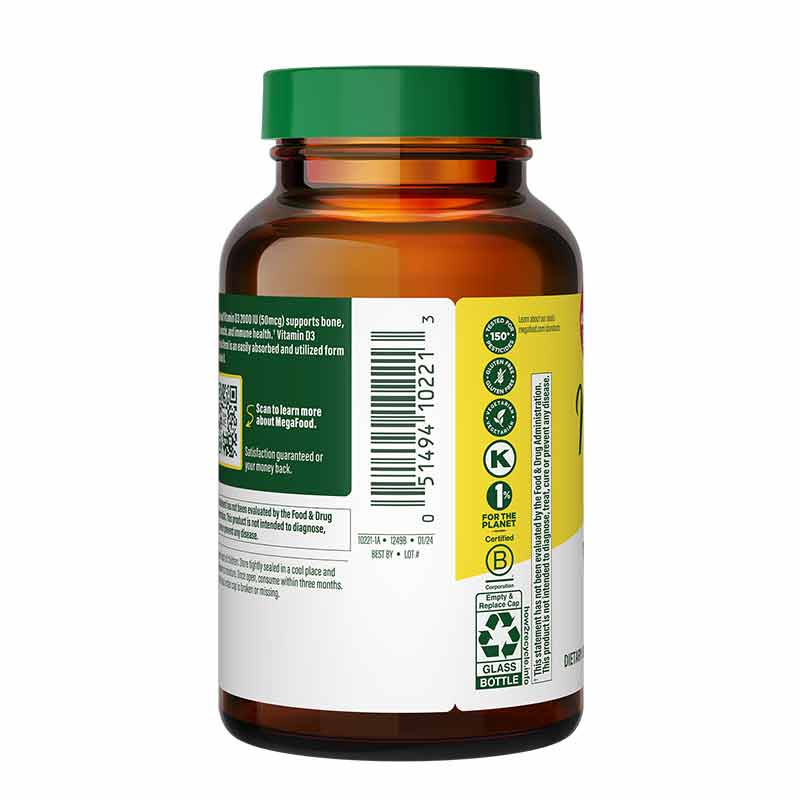 Vitamin D3 2000 IU, 60 Tablets, by Megafood, image #3