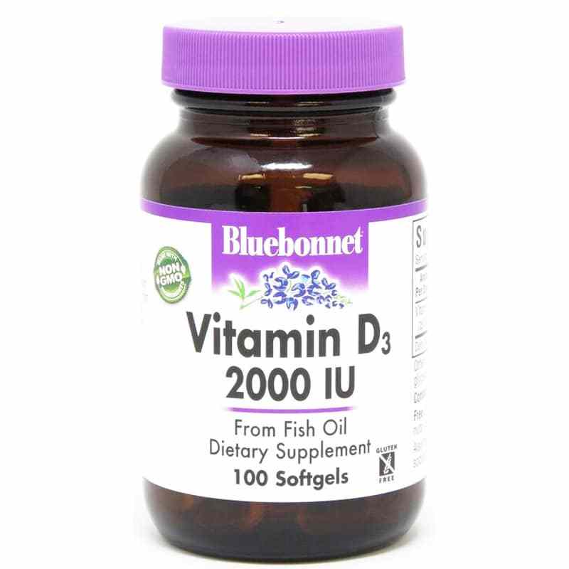 Vitamin D3 2000 IU, 100 Softgels, by Bluebonnet