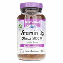 Vitamin D3 2000 IU, 180 Veg Capsules, by Bluebonnet