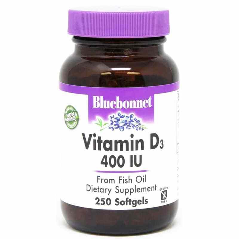 Vitamin D3 400 IU, 250 Softgels, by Bluebonnet