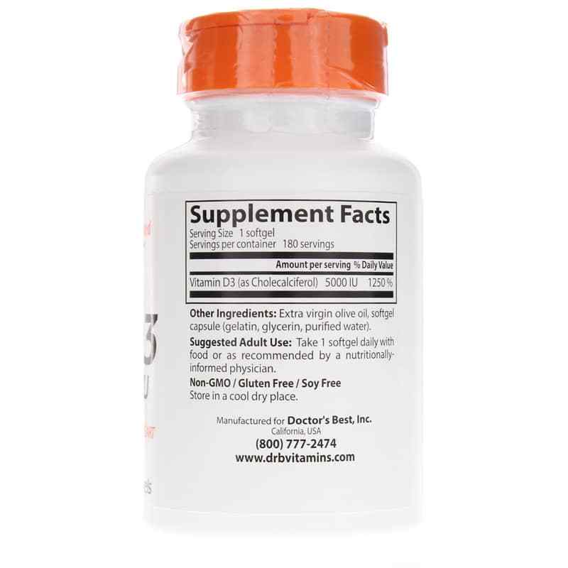 Vitamin D3 5000 IU, 180 Softgels, by Doctors Best, image #2