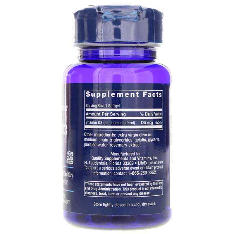 Vitamin D3 125mcg (5000 IU), by Life Extension, image #2