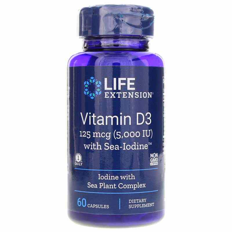 Vitamin D3 5000 IU with Sea-Iodine, by Life Extension