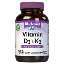 Vitamin D3 & K2, 60 Veg Capsules, by Bluebonnet