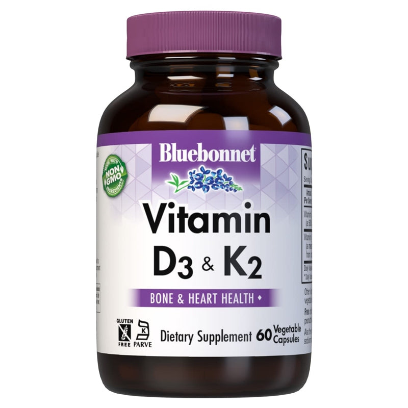 Vitamin D3 & K2, 60 Veg Capsules, by Bluebonnet