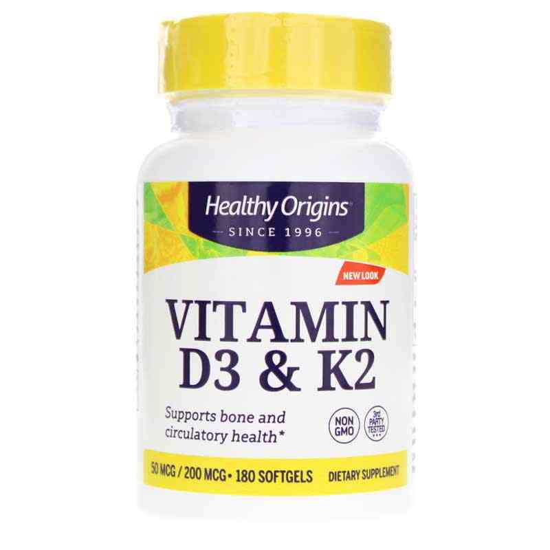 Vitamin D3 & K2, 180 Softgels, by Healthy Origins