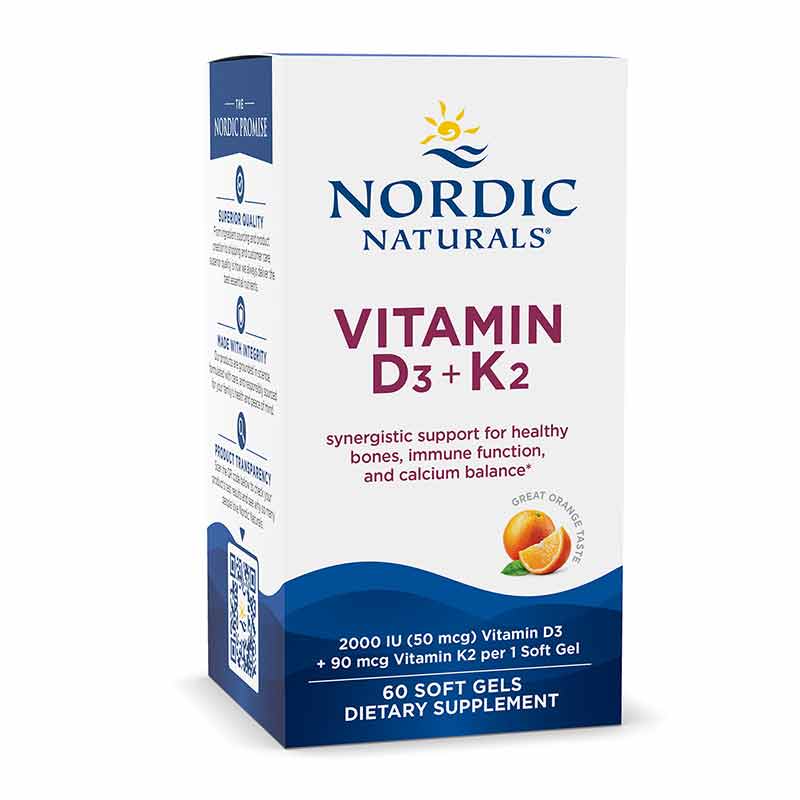 Vitamin D3 + K2, 60 Softgels, by Nordic Naturals