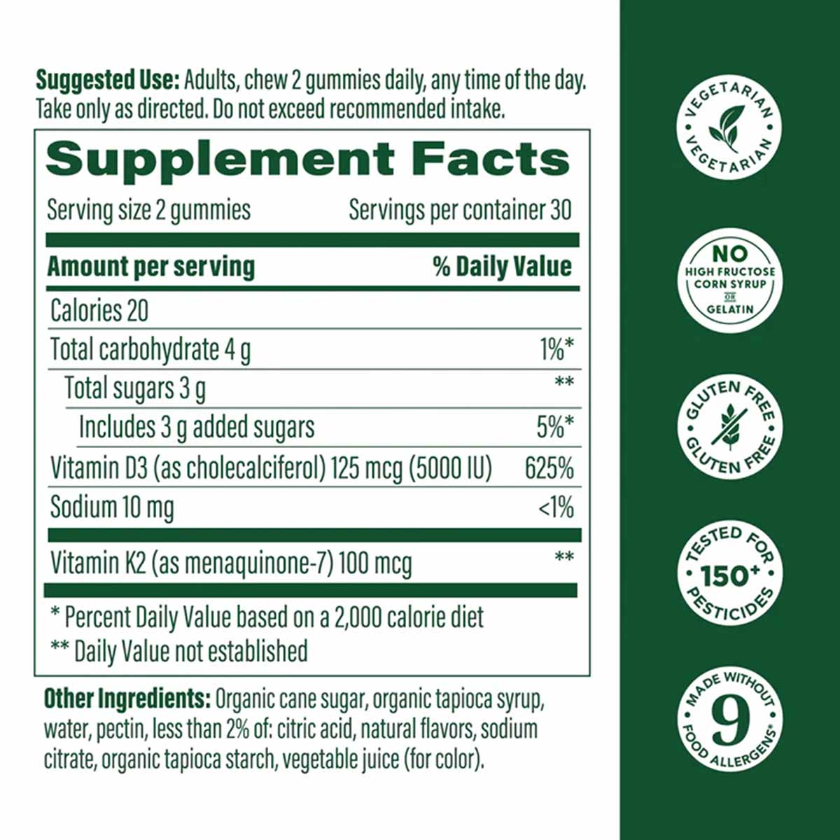 Vitamin D3 + K2 Gummies, by Megafood