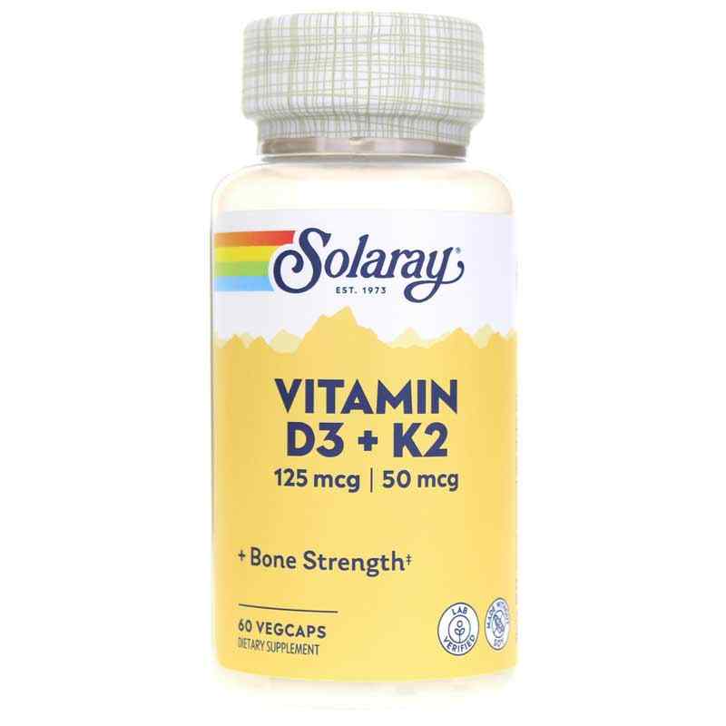 Vitamin D3 + K2 Soy-Free, 60 Veg Capsules, by Solaray
