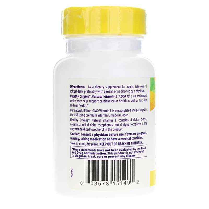 Vitamin E 1000 IU, 60 Softgels, by Healthy Origins, image #3