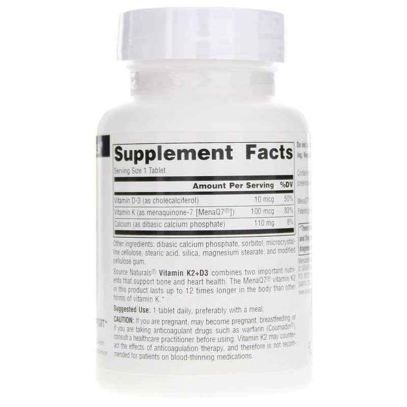 Vitamin K2 + D3, 60 Tablets, by Source Naturals, image #2