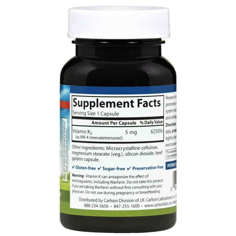 Vitamin K2 (as MK-4) 5 Mg, 60 Capsules, by Carlson Labs, image #2
