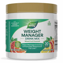 Nature's Way Weight Manager drink mix in mixed fruit flavor, 6 oz container with gold lid.