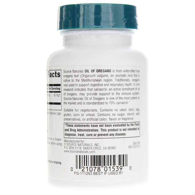 Wellness Oil Of Oregano, 60 Veg Capsules, by Source Naturals, image #3