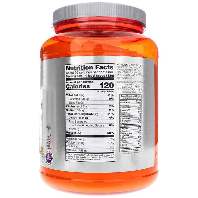 Whey Protein Isolate, Vanilla, 1.8 Lbs, by NOW Foods, image #2