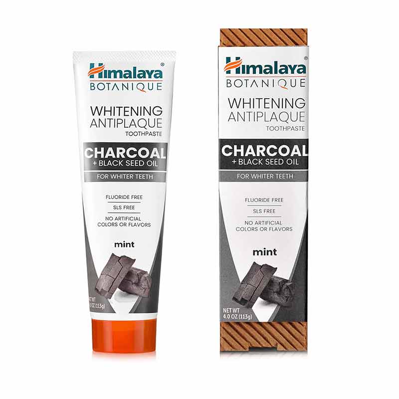 Whitening Antiplaque Toothpaste Charcoal + Black seed Oil, Mint, 4 Oz, by Himalaya
