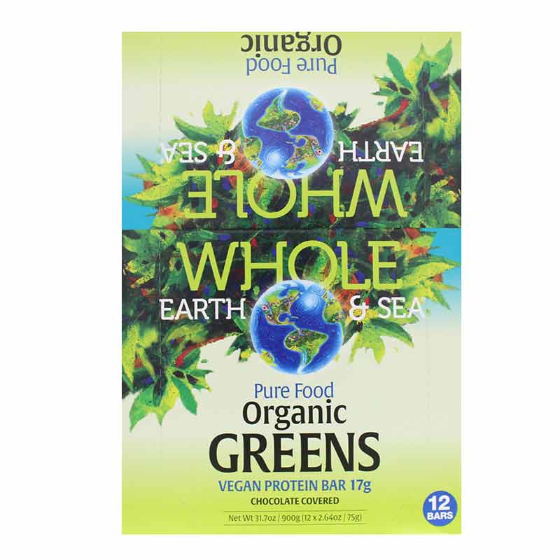 Whole Earth & Sea Organic Vegan Greens Protein Bar, 12 Bars, by Natural Factors
