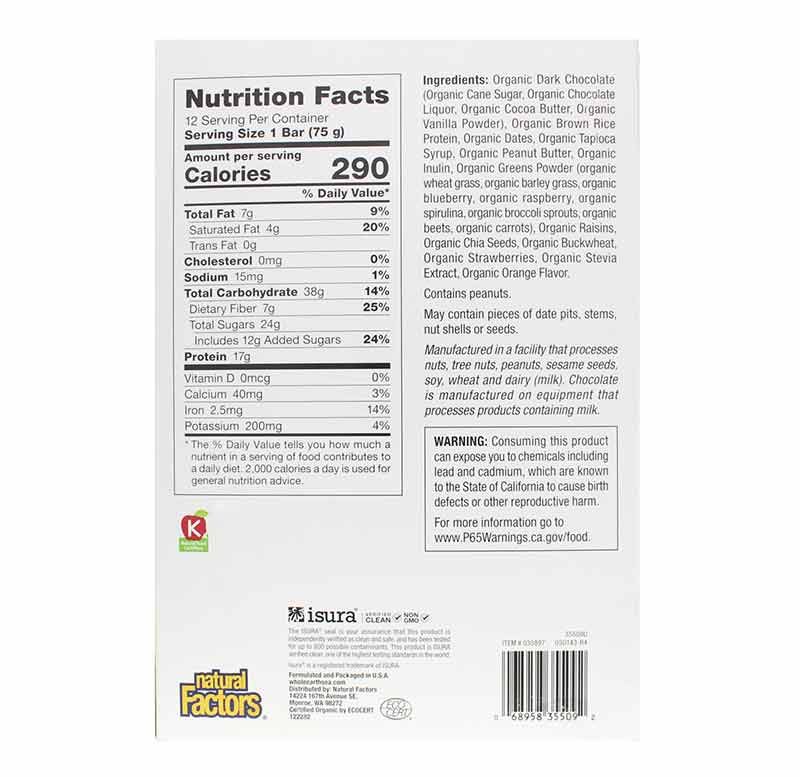 Whole Earth & Sea Organic Vegan Greens Protein Bar, 12 Bars, by Natural Factors, image #2