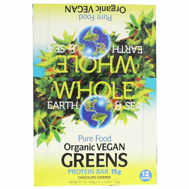 Whole Earth & Sea Organic Vegan Greens Protein Bar, by Natural Factors