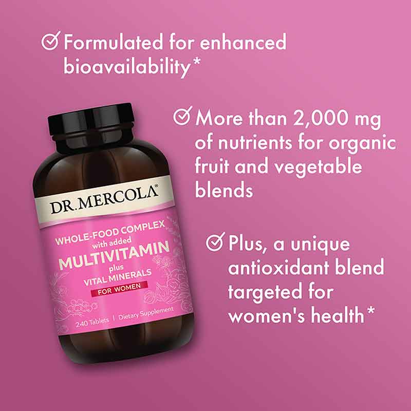Whole-Food Multivitamin Plus Vital Minerals for Women, 240 Tablets, by Dr. Mercola, image #3