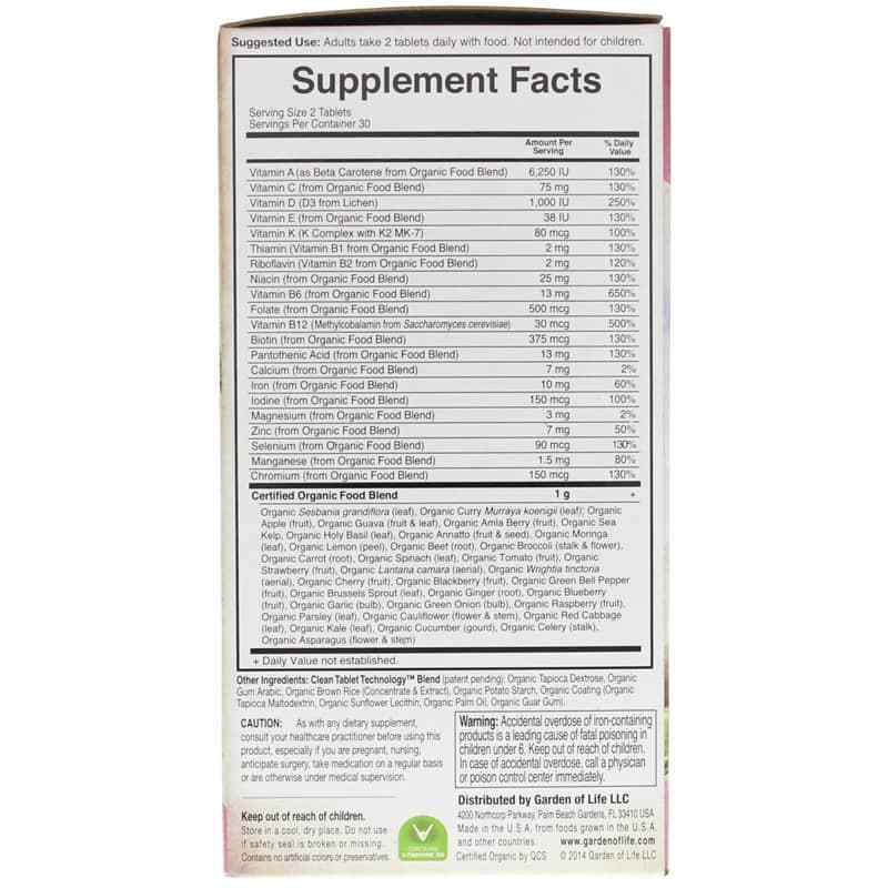 Women's Multi Whole Food Multivitamin, 60 Veg Tablets, by Garden of Life mykind Organics, image #2