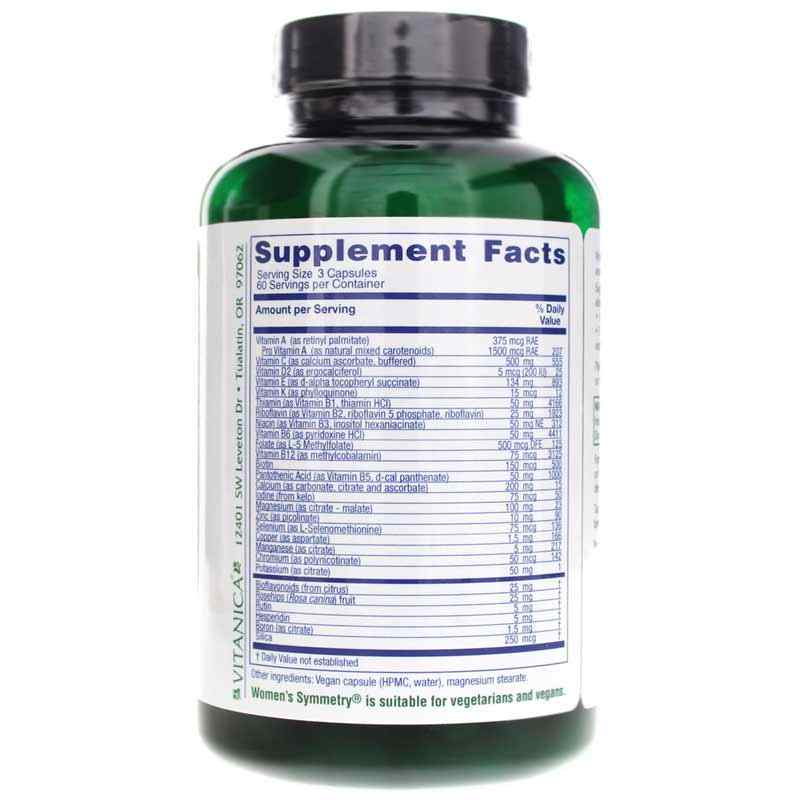 Women's Symmetry Pro, 180 Vegan Capsules, by Vitanica Pro, image #2