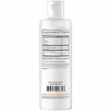 White plastic supplement bottle with pump dispenser, displaying Supplement Facts label and barcode on back.