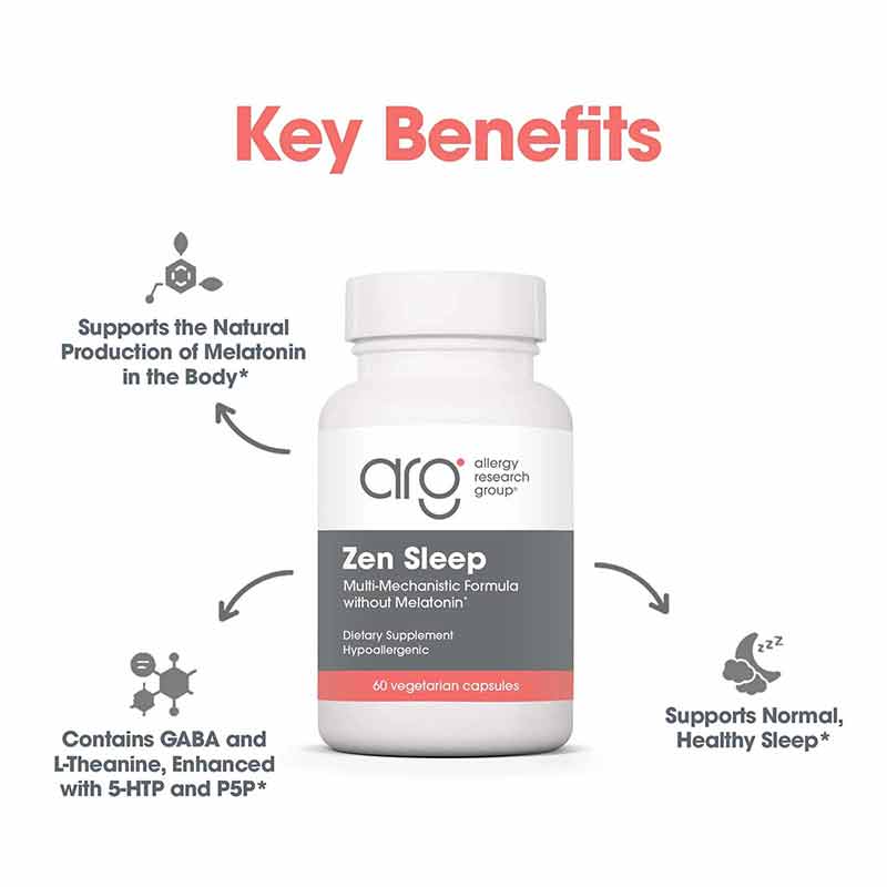 Zen Sleep with P5P & 5-HTP, 60 Veg Capsules, by Allergy Research Group, image #4