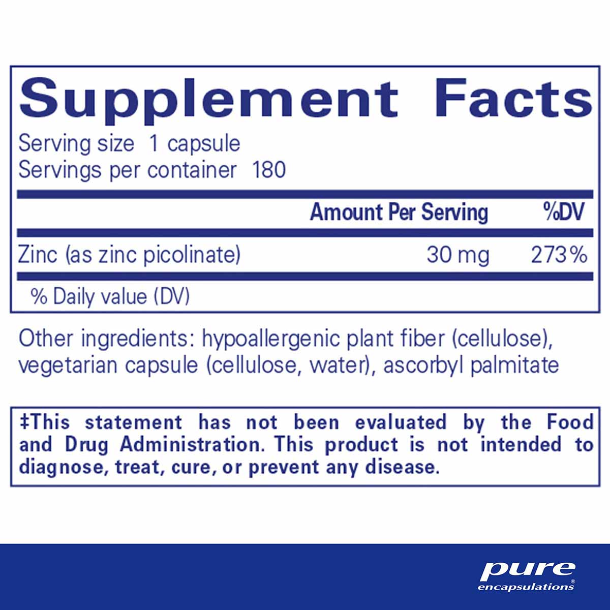 Zinc 30, by Pure Encapsulations