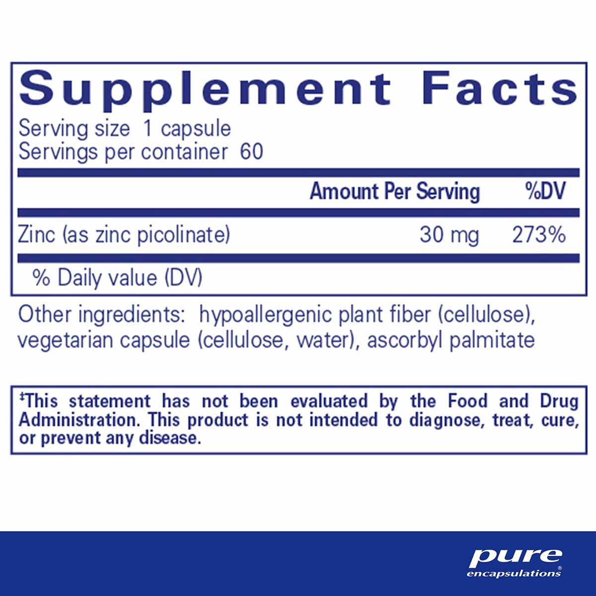 Zinc 30, by Pure Encapsulations