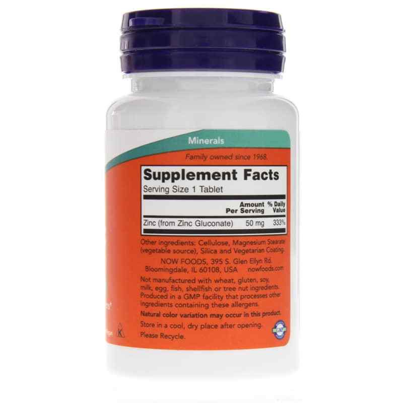 Zinc 50 Mg, 100 Tablets, by NOW Foods, image #2