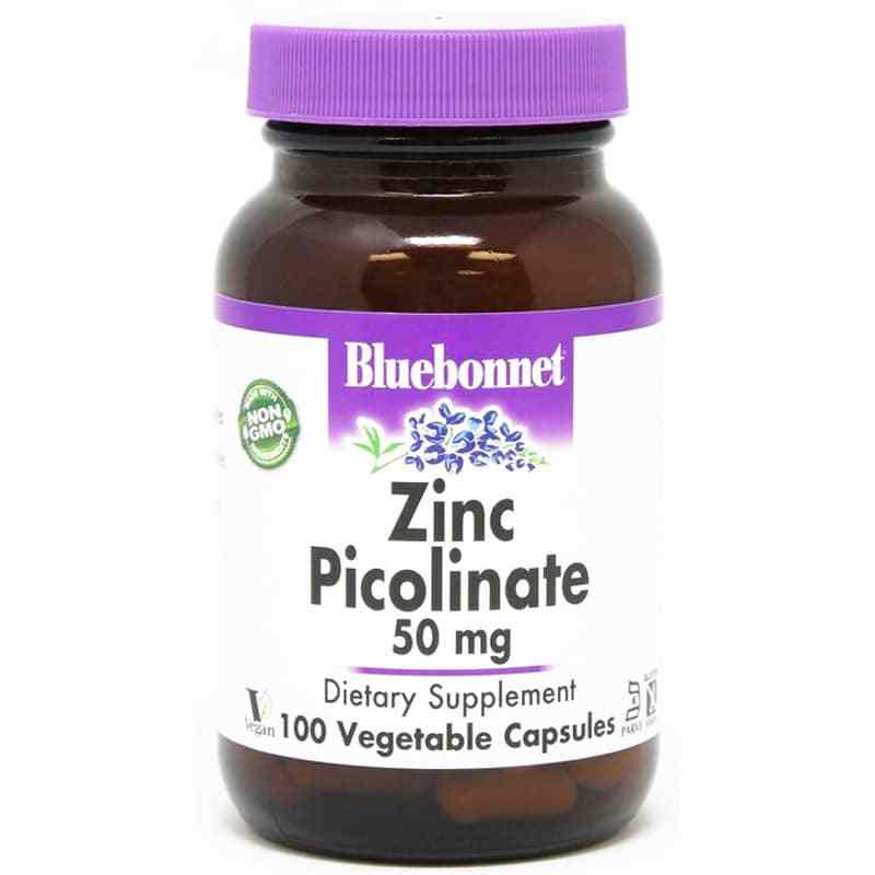 Zinc Picolinate 50 Mg, 100 Veg Capsules, by Bluebonnet