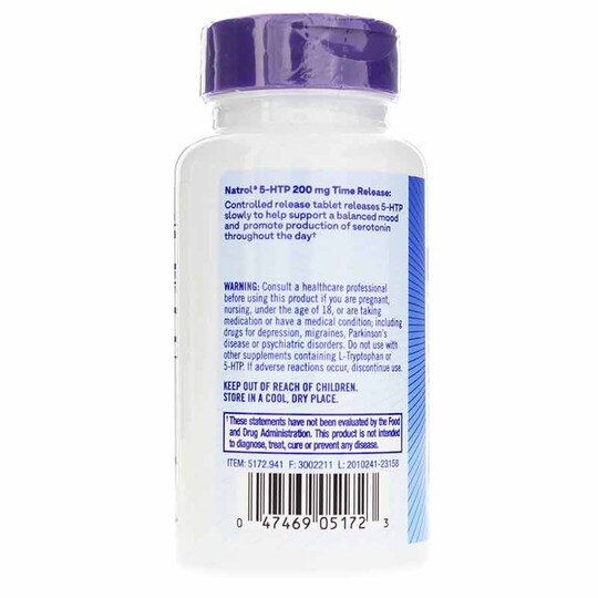 5-HTP 200 Mg Maximum Strength Time Release, 30 Tablets, NTR