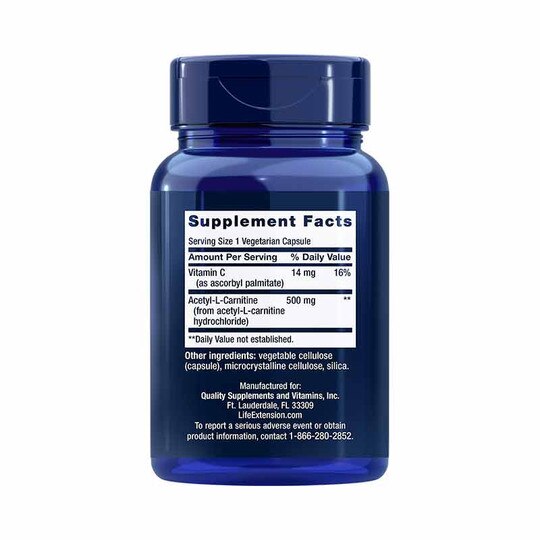 Acetyl-L-Carnitine 500 Mg, 100 Veg Capsules, LFE
