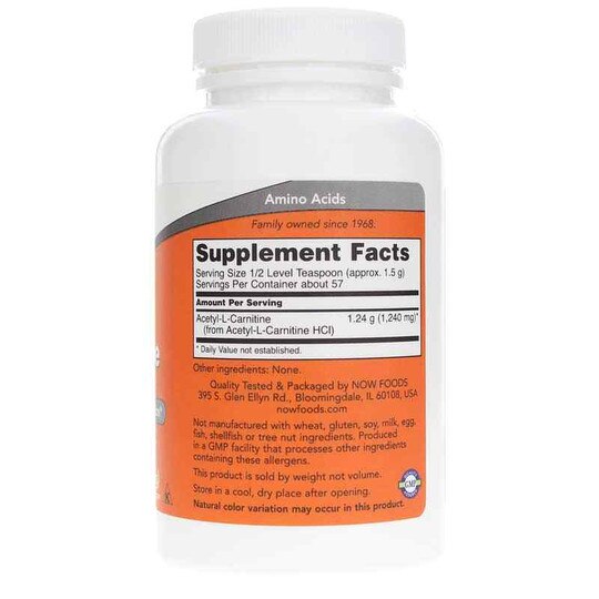 Acetyl-L-Carnitine Pure Powder, 3 Oz, NOW