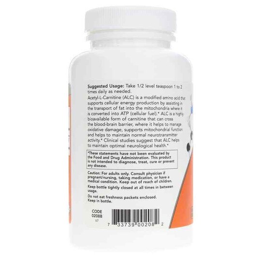 Acetyl-L-Carnitine Pure Powder, 3 Oz, NOW