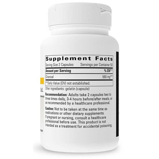 Activated Charcoal, 100 Capsules, INT